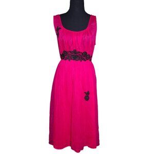Vintage Pink Night Dress with Floral Accents, Size 10